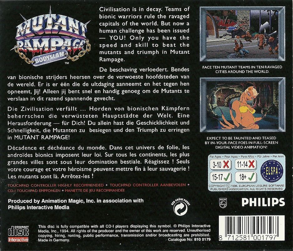 Mutant Rampage: Bodyslam box art for CD-i